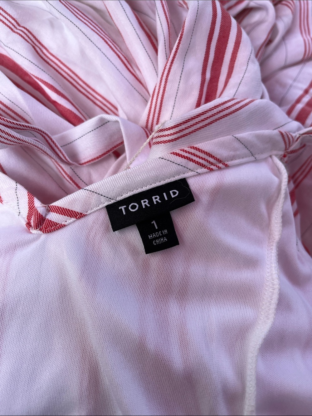 Torrid Red & White Stripe Shirred Hem Maxi Dress Size 1 - Picture 5 of 6
